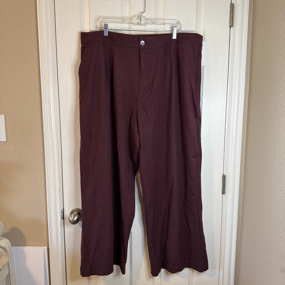 NWT Torrid Set Of 2 Women's Brushed Twill Wide Leg Pants Size 20R Maroon & Green - Picture 2 of 16